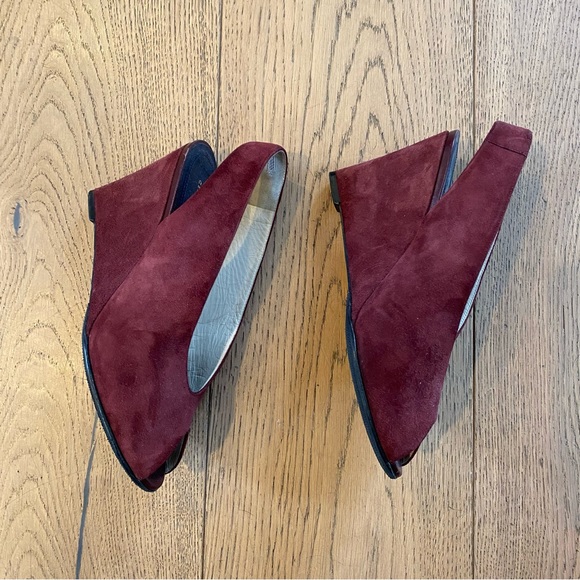 Celine by Phoebe Philo Burgundy Suede Slingback Wedges - Picture 6 of 8